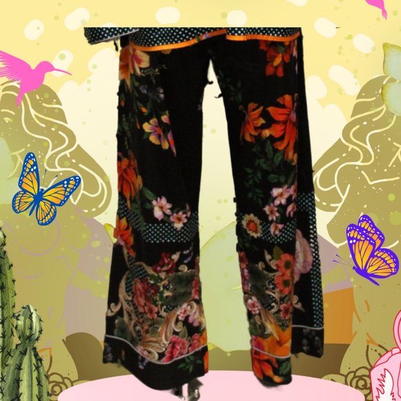 Johnny Was Long Sleeve Pj Set Pocca Floral Home Lounge Pajama New - Picture 5 of 5